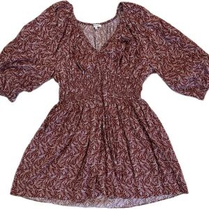 Madewell Burgundy Puff Sleeve Dress